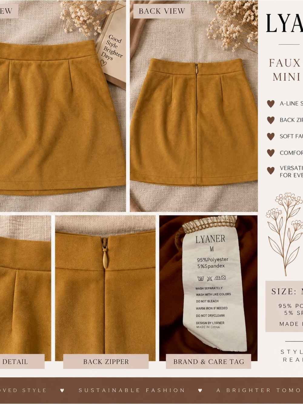Women's Faux Suede Mini Skirt in Mustard